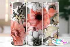 Peach Floral Collage 20 oz Skinny Tumbler Wrap Product Image 1
