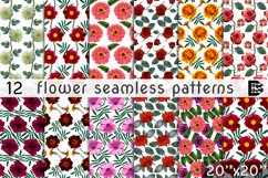 12 Seamless colorful FLOWER patterns bundle. Digital Paper Product Image 1