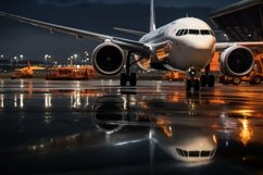 Front View of Modern Passenger Plane Background Wallpaper Product Image 1