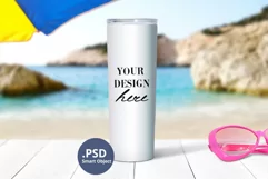 Beach Skinny Tumbler mockup, Summer 20oz tumbler mockup PSD Product Image 1