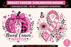 Breast Cancer Warrior PNG | Pink Ribbon Pumpkin Sublimation Product Image 1