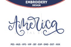 Hand lettered America embroidery design Product Image 1