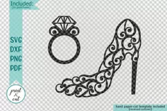 Swirls Stylish Wedding high heel shoe for cutting svg dxf Product Image 2