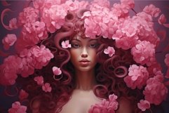 Enchanting woman adorned with pink roses Product Image 1