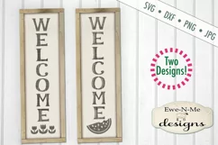 Welcome Vertical Porch Sign Tulips Watermelon SVG DXF Files Product Image 1