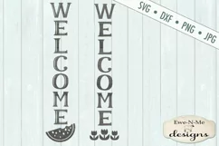 Welcome Vertical Porch Sign Tulips Watermelon SVG DXF Files Product Image 2