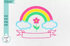 Birthday Rainbow with Ribbon to add name svg dxf to cut file Product Image 3