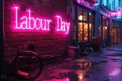 Labour Day Neon Text Background Product Image 1