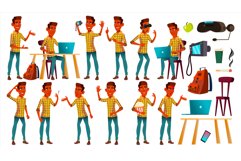 Teen Boy Poses Set Vector. Indian Product Image 1