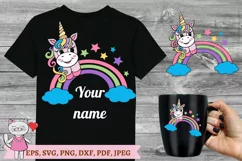 SVG Cute rainbow with unicorn for kids, blank Monogram Product Image 1