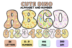 Cute Dinisaur Alphabet &amp; Numbers PNG - 300 DPI Clipart Product Image 1