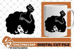 Black Woman with Hair Comb svg, Hairstyle svg, Fist, Power Product Image 1