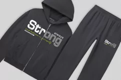 Cotton Jersey Zip-Up Hoodie and sweatpant mockup psd Product Image 5