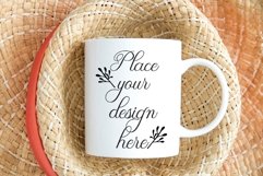 Spring Summer Mug mockup boho flatlay sublimation 11oz cup Product Image 1