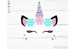 Snowflake Unicorn SVG, Kids Christmas SVG Product Image 1