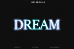 Editable DREAM text graphic with neon effect. Product Image 1