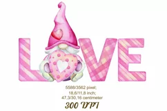 Valentine's Gnomes PNG, Watercolor clip art, Sublimation Gra Product Image 2