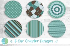 Car Coaster Sublimation Design - Teal Patterns - Circles Product Image 1
