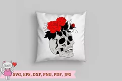 Skull and Flowers svg file, Flower Skull svg, witchy svg fil Product Image 3