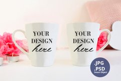 Two Latte Mugs Mockup Valentine's Day PSD & JPG Full Wrap Product Image 4