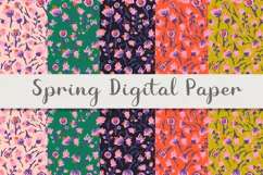 Spring flowers digital paper png. Summer seamless pattern Product Image 1
