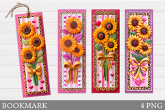Sunflowers Bookmark Design. Flowers Bookmark Sublimation Product Image 1