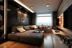 Modern living room interior at night Product Image 1