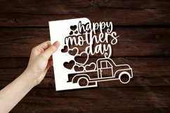 Papercut Happy Mothers Day Heart Truck Card Cover Template Product Image 3