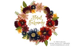 Watercolor burgundy flower Wreaths Product Image 1