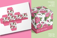 Printable Pink Roses Cube Boxes for Small Gifts Set of 4 Product Image 1