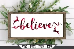 Believe With Santa's Reindeer Christmas SVG Design Product Image 1