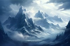 Majestic mountain range in misty morning light Product Image 1