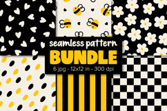 Bee Digital Paper, Black and Yellow Background, Spring Product Image 1