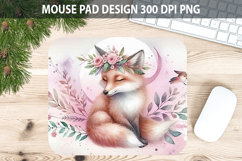 Watercolor Fox Mouse Pad Sublimation - Valentines PNG Product Image 1