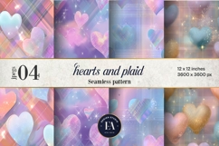 Pastel Hearts Plaid Digital Paper, Cute Seamless Pattern Product Image 1