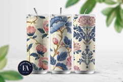 Vintage Pink and Blue Floral Pattern | Ornamental Flowers Product Image 2