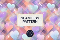 Pastel Hearts Plaid Digital Paper, Cute Seamless Pattern Product Image 3