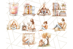 Cozy Book Lover Clipart PNG, Reading Aesthetic Graphics Product Image 8