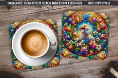 Lamb Coaster Sublimation, Easter Coaster PNG Design Product Image 1
