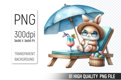Summer Animals Clipart PNG Bundle, Watercolor Animals PNG Product Image 19