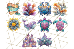 Stained Glass Sea Creatures PNG Clipart, Ocean Fantasy Product Image 5