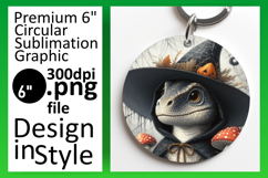 Whimsical Keychain Circle Design PNG , Halloween Dino Product Image 1