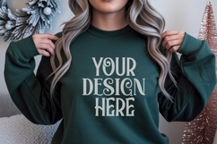 Christmas Gildan 18000 Forest Green Crewneck Sweatshirt Mock Product Image 1