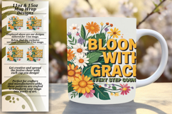 Lovely 15oz Mug Wrap Png Design , Flower Quote Product Image 1