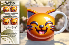 EYE-CATCHING 11oz Mug Wrap PNG , 3D Emoji Product Image 1