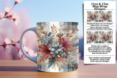 Stylish 15oz Mug Wrap Png Design , Autumn Flower Product Image 1