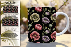 Artistic 11oz Mug Wrap Png Template , Flowers Product Image 1