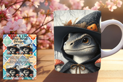 Vivid 15oz Mug Wrap Png Artwork , Halloween Dino Product Image 1