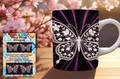Serene 15oz Mug Wrap Png Design , Butterfly Product Image 1