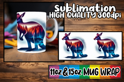 Glowing hearts 11oz 15oz mug wrap, Animals Art Product Image 1